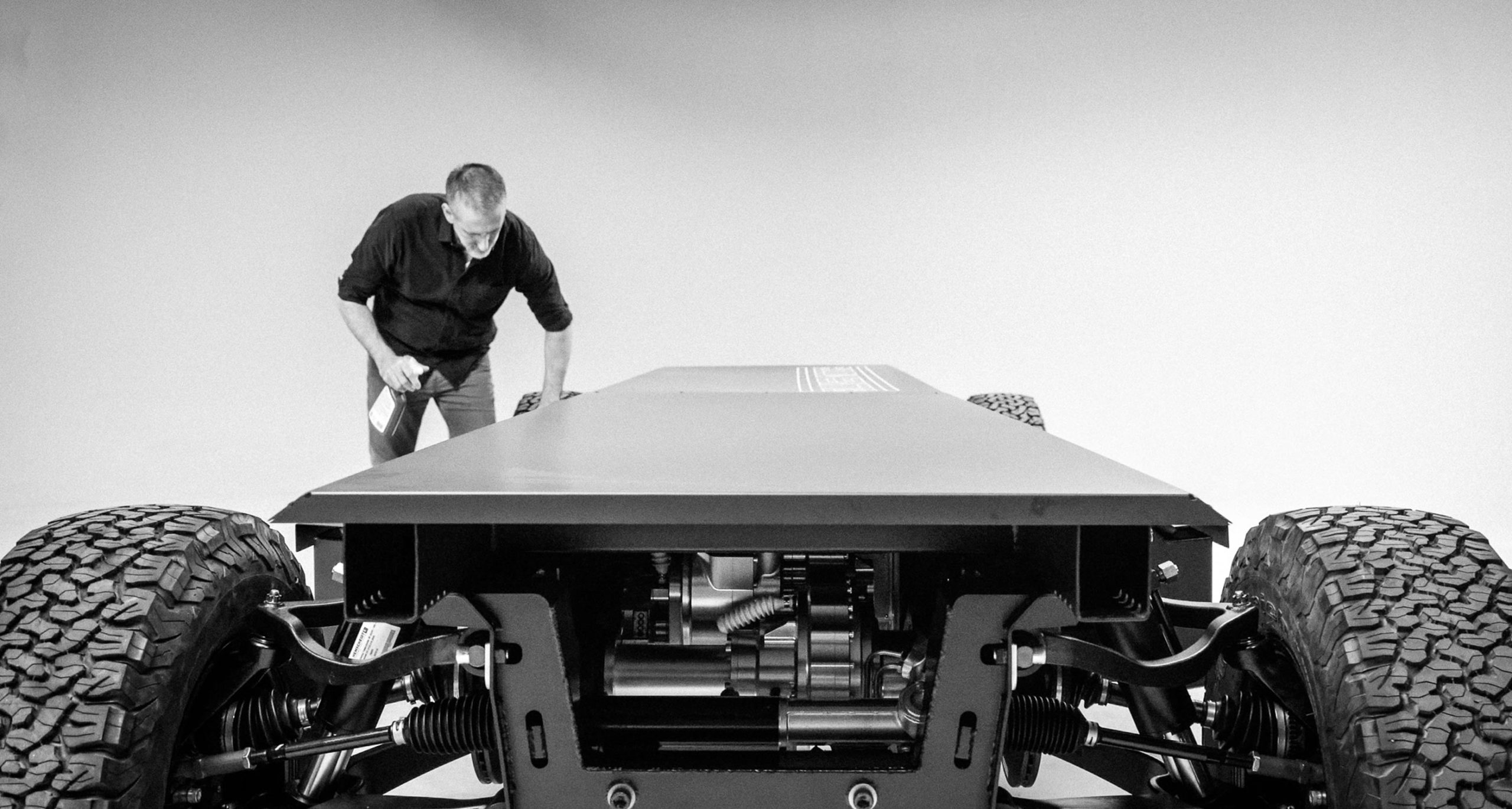 Robert cleans Bollinger Electric Skateboard