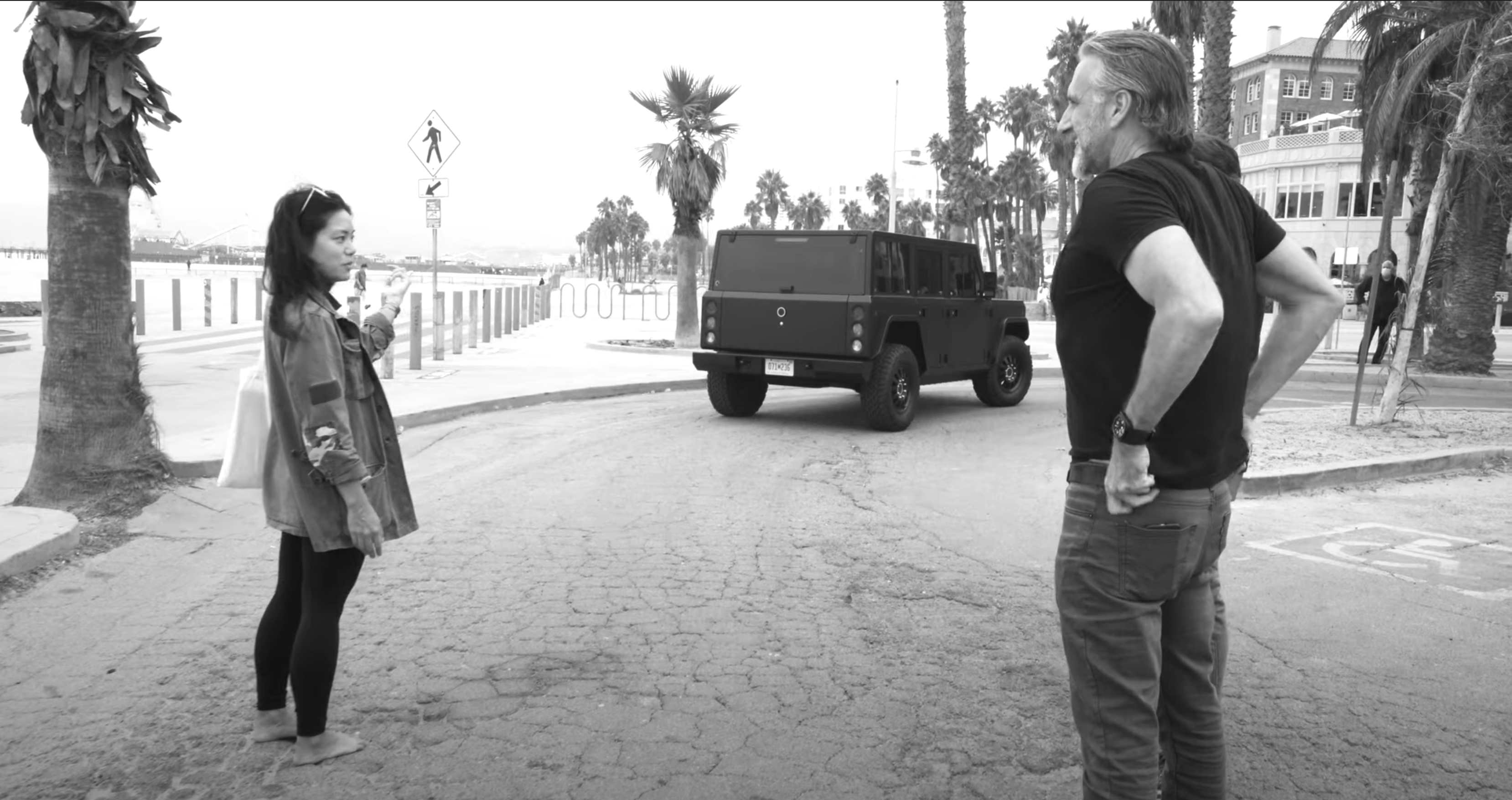 Robert talking to a fan of the Bollinger B1 in California